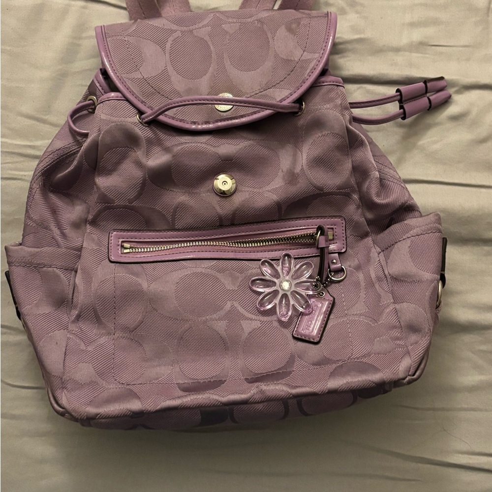 Coach Vintage Kyra Signature Purple Nylon Backpack Sufficient Condition!